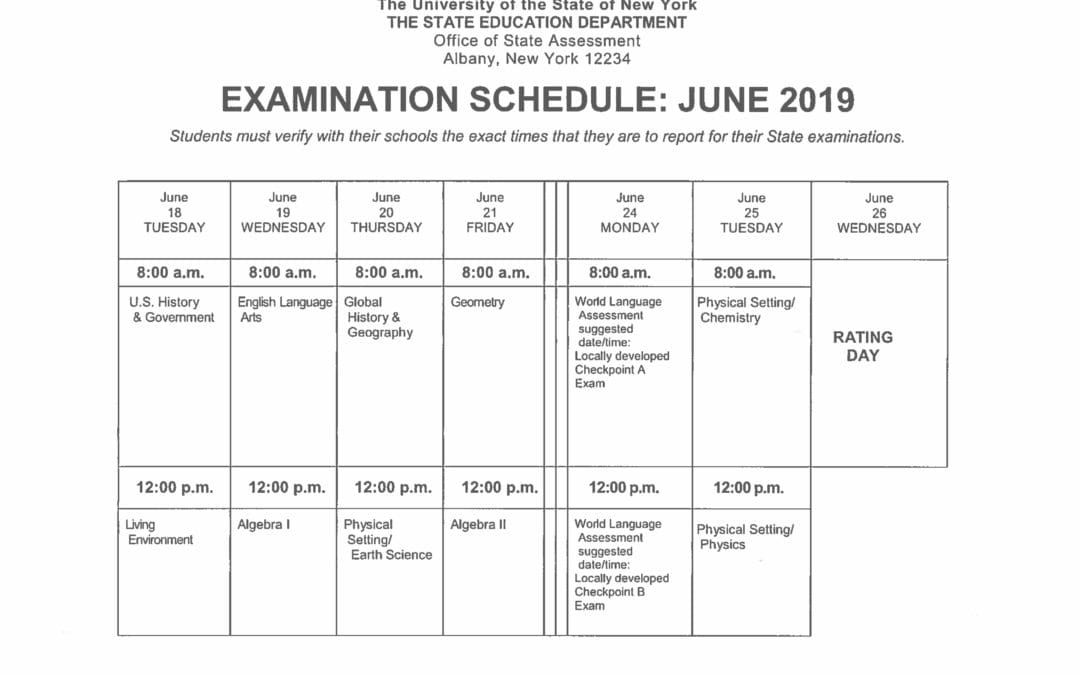 High School Regents Examination Schedule