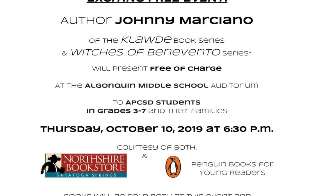 Author Presenting Free at AMS for Grades 3-7 on Oct. 10