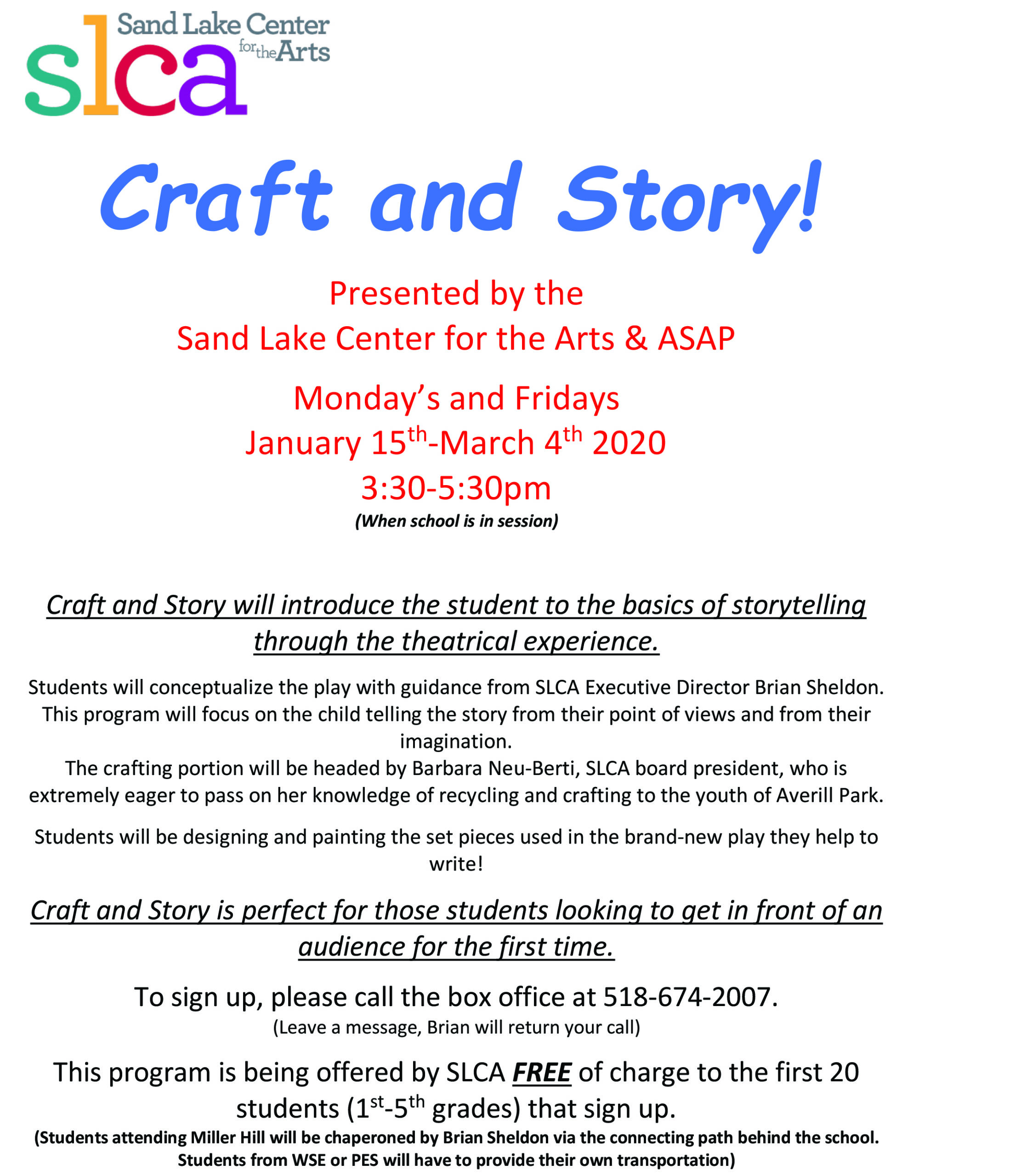 Craft and Story flyer