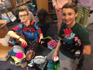 students with donated items