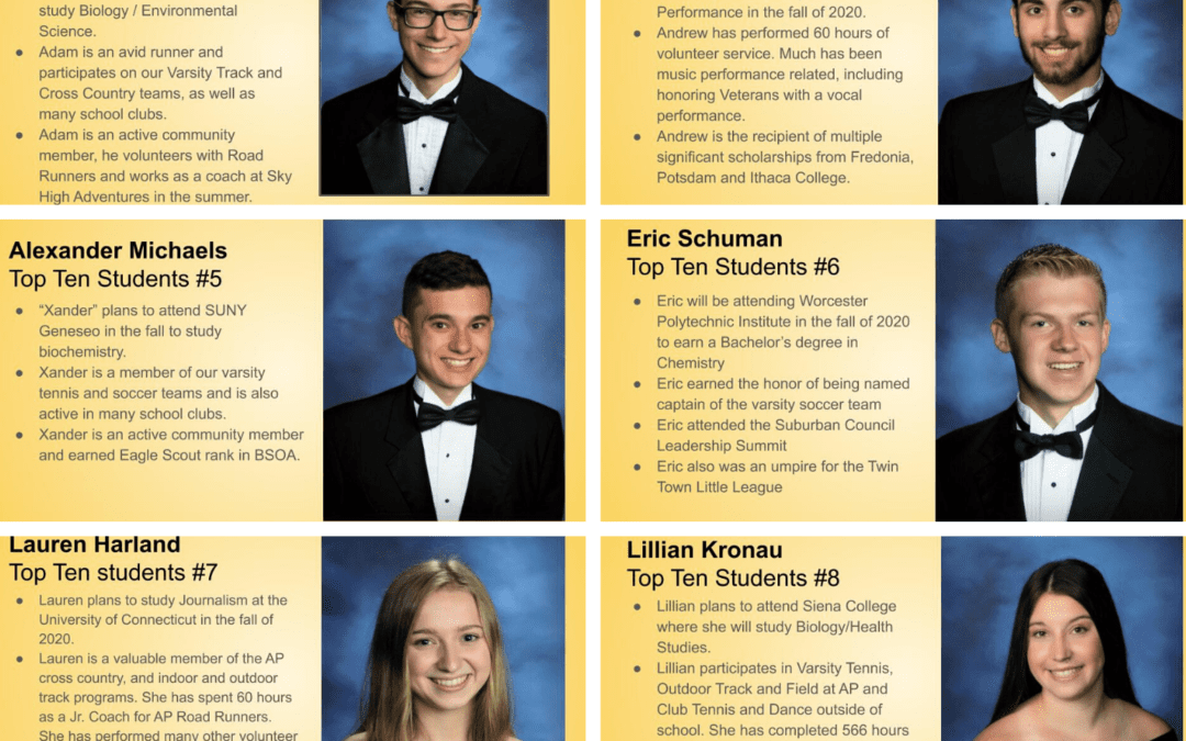 Top 10 Students in the Class of 2020