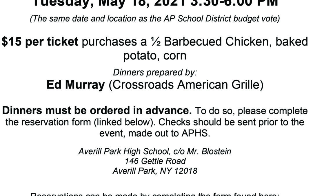 Chicken Barbecue Fundraiser on May 18